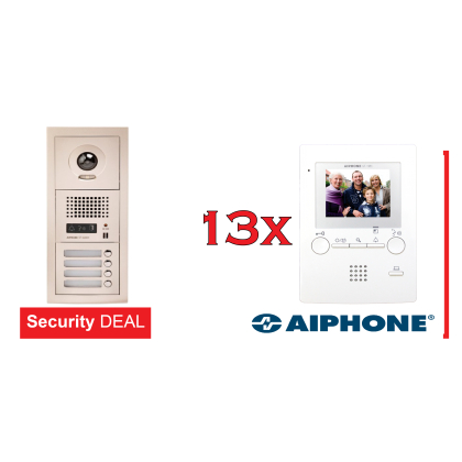 AIPHONE  Θυροτηλεόραση Πολυκατοικίας 13 Διαμερισμάτων GT+13xGT-1M3-L