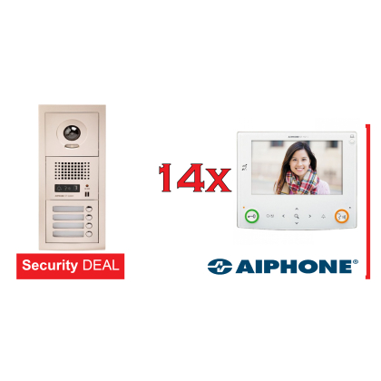 AIPHONE  Θυροτηλεόραση Πολυκατοικίας 14  Διαμερισμάτων GT+14xGT-1C7-L