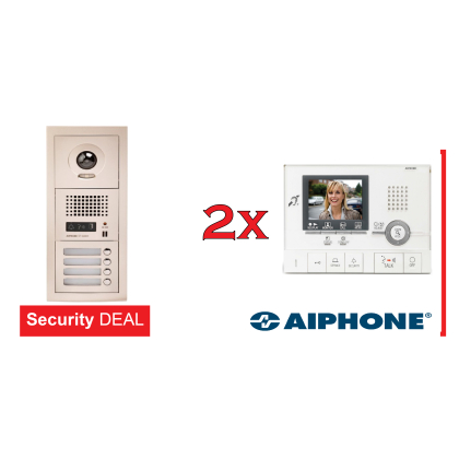 AIPHONE Θυροτηλεόραση Πολυκατοικίας  2 Διαμερισμάτων Με Έγχρωμη Οθόνη GT-2C-L και Μπουτονιέρα GT