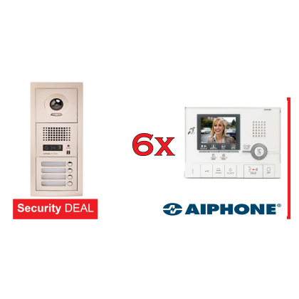 AIPHONE Θυροτηλεόραση Πολυκατοικίας  6 Διαμερισμάτων Με  Έγχρωμη Οθόνη GT-2C-L και Μπουτονιέρα GT