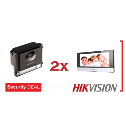 HIKVISION Θυροτηλεόραση Πολυκατοικίας 2 Διαμερισμάτων DS-KD8003-IME1+2xDS-KH6320-WTE1