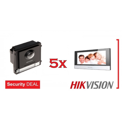 HIKVISION Θυροτηλεόραση Πολυκατοικίας 5 Διαμερισμάτων DS-KD8003-IME1+5xDS-KH6320-WTE1