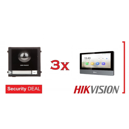 HIKVISION Θυροτηλεόραση Πολυκατοικίας 3 Διαμερισμάτων DS-KD8003-IME1+3xDS-KH8350-WTE1