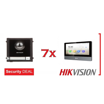 HIKVISION Θυροτηλεόραση Πολυκατοικίας 7 Διαμερισμάτων DS-KD8003-IME1+7xDS-KH8350-WTE1
