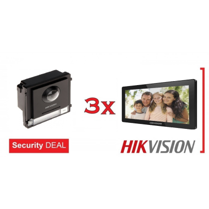 HIKVISION Θυροτηλεόραση Πολυκατοικίας 3 Διαμερισμάτων DS-KD8003-IME1+3xDS-KH8520-WTE1