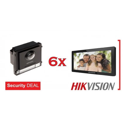 HIKVISION Θυροτηλεόραση Πολυκατοικίας 6 Διαμερισμάτων DS-KD8003-IME1+6xDS-KH8520-WTE1