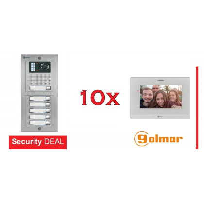 GOLMAR Έγχρωμη Θυροτηλεόραση 10 Διαμερισμάτων NEXA INOX+10x Art7