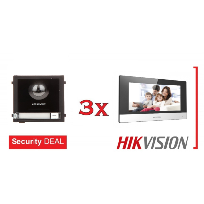 HIKVISION Θυροτηλεόραση Πολυκατοικίας 3 Διαμερισμάτων DS-KD8003-IME2+3xDS-KH6320-WTE2