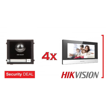 HIKVISION Θυροτηλεόραση Πολυκατοικίας 4 Διαμερισμάτων DS-KD8003-IME2+4xDS-KH6320-WTE2